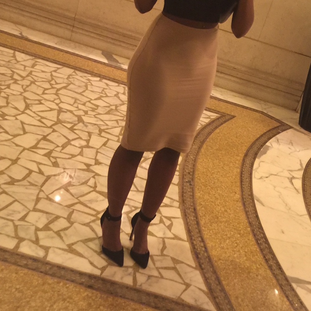 American Apparel nude midi skirt